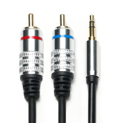 Saída de fábrica Cabo de áudio RCA 3,5MM Vermelho Azul Borda PCV Liga Banhada Para CD TV Soundbar