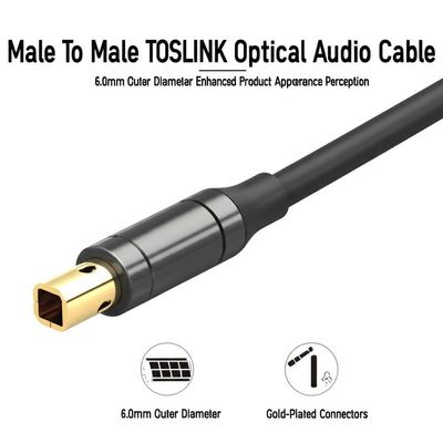 Homem para Homem TOSLINK cabo de áudio óptico 6,0 mm Diâmetro externo Apariência do produto aperfeiçoada Percepção Conectores revestidos de ouro