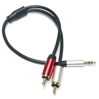 comprar Cabo de áudio digital 3,5 MM 2/1 preto PVC branco vermelho chapeado liga de alumínio conector dourado para áudio de carro online manufacture
