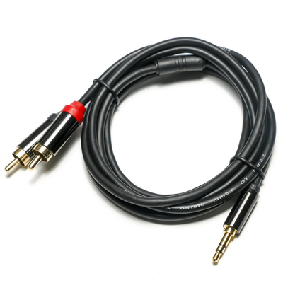 comprar Cabo de áudio digital rca chapeado concha de metal preto capa de pvc 3,5 mm comprimento 1,25 m conector dourado para áudio de carro online manufacture