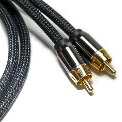 comprar Cabo de áudio digital RCA 3,5 MM malha de nylon revestido com liga de alumínio shell conector dourado qualidade premium para barra de som online manufacture