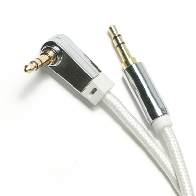 comprar Cabo SPDIF de áudio digital AUX branco 90° 3,5 mm corda de malha chapeada liga de alumínio para som alto-falante de carro áudio 0,92 m online manufacture