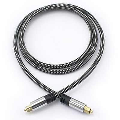 comprar Cabo trançado de áudio óptico digital Toslink OD5.0 revestido de alumínio prateado para amplificador Soundbar 1,5M 3M 5M online manufacture