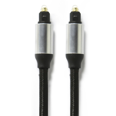 comprar Cabo de fibra óptica digital Toslink OD4.0 cabo trançado com revestimento de metal revestido de plástico conector redondo para barra de som CD player online manufacture