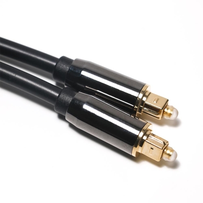 Cable óptico plástico Toslink Profissional Cable óptico de fibra óptica digital com chapa de nylon preto