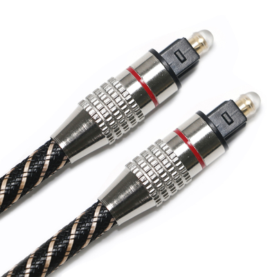 Cabo de áudio digital Red&Toslink Corda texturizada trançada de nylon OD4.0 Conector banhado a metal 1,2M 1,5M 2M 3M