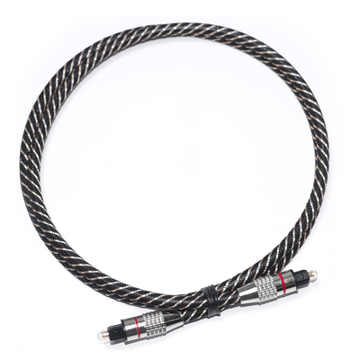 Cabo de áudio digital Red&Toslink Corda texturizada trançada de nylon OD4.0 Conector banhado a metal 1,2M 1,5M 2M 3M