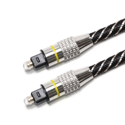 Cabo de áudio óptico TOSLINK amarelo trançado de náilon OD4.0 conector banhado a metal