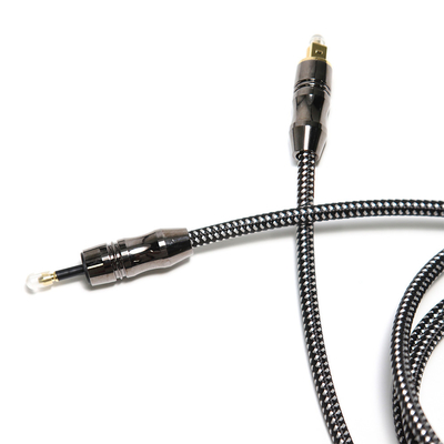 Cabo de áudio óptico TOSLINK trançado digital banhado 4K Metal Connecotr para barra de som de teatro