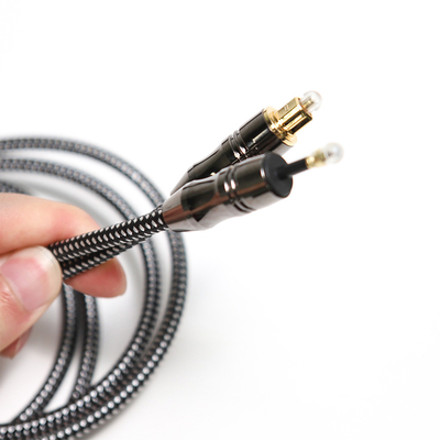 Cabo de áudio óptico TOSLINK trançado digital banhado 4K Metal Connecotr para barra de som de teatro