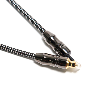 Cabo de áudio óptico TOSLINK trançado digital banhado 4K Metal Connecotr para barra de som de teatro