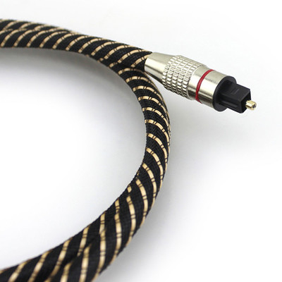 Toslink Optic Digital Cable Nylon Trançado Metal Shell Red Ring Connector HiFi SPDIF 1M - 10M Para SoundBar