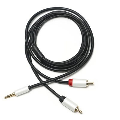 3,5 de Digitas milímetros de metal chapeado branco Shell Golden Connector do cabo 2/1 audio 1M 2M 3M RCA para o áudio do carro de Soundbar