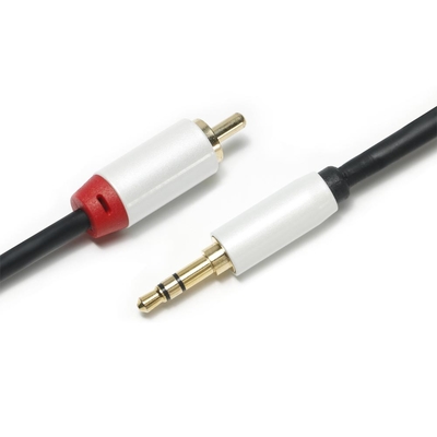 3,5 de Digitas milímetros de metal chapeado branco Shell Golden Connector do cabo 2/1 audio 1M 2M 3M RCA para o áudio do carro de Soundbar