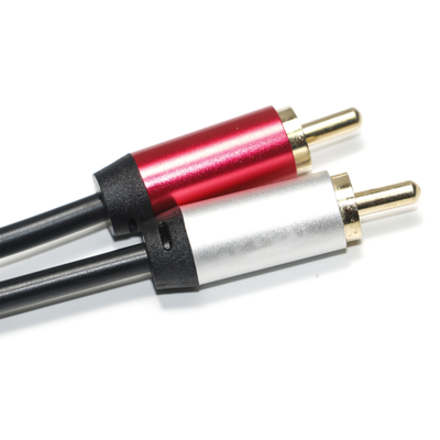 Cabo de áudio digital 3,5 MM 2/1 preto PVC branco vermelho chapeado liga de alumínio conector dourado para áudio de carro