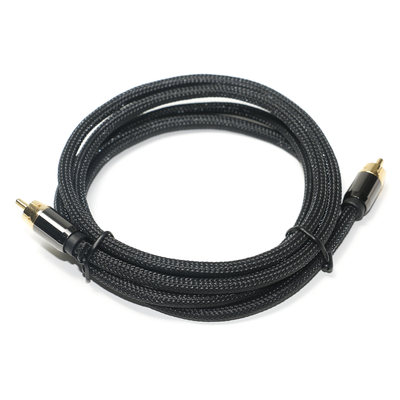 Cabo de áudio digital RCA 3,5 MM malha de nylon revestido com liga de alumínio shell conector dourado qualidade premium para barra de som
