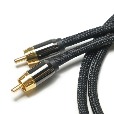 Cabo de áudio digital RCA 3,5 MM malha de nylon revestido com liga de alumínio shell conector dourado qualidade premium para barra de som