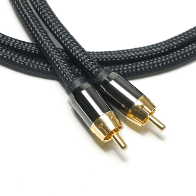 Cabo de áudio digital RCA 3,5 MM malha de nylon revestido com liga de alumínio shell conector dourado qualidade premium para barra de som