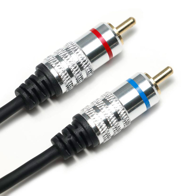 Saída de fábrica Cabo de áudio RCA 3,5MM Vermelho Azul Borda PCV Liga Banhada Para CD TV Soundbar