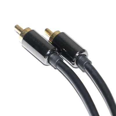 Cabo de áudio digital RCA 3,5 mm saída 1/1 dupla placa macho metal preto PVC liga de alumínio 1,2 m para barra de som áudio do carro