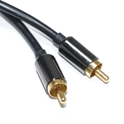 Cabo de áudio digital RCA 3,5 mm saída 1/1 dupla placa macho metal preto PVC liga de alumínio 1,2 m para barra de som áudio do carro