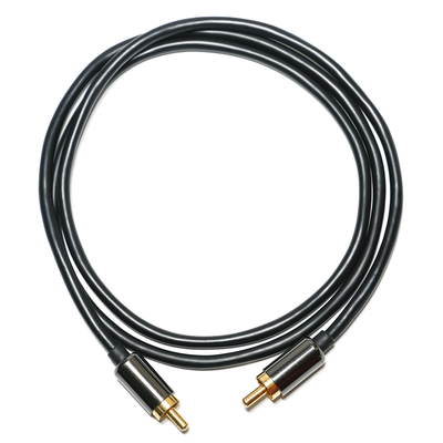 Cabo de áudio digital RCA 3,5 mm saída 1/1 dupla placa macho metal preto PVC liga de alumínio 1,2 m para barra de som áudio do carro