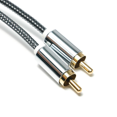 RCA Splendid Preto Nylon Malha Liga de Alumínio Shell OD6.0 Para Barra de Som HiFi Luxo Carro Áudio 1.5M