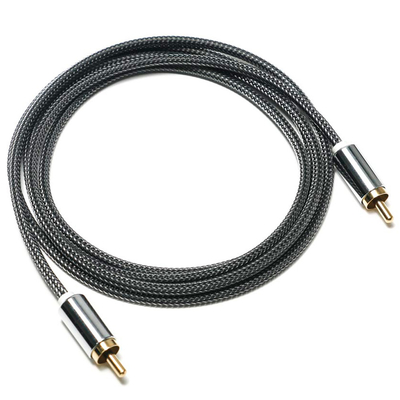 RCA Splendid Preto Nylon Malha Liga de Alumínio Shell OD6.0 Para Barra de Som HiFi Luxo Carro Áudio 1.5M