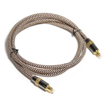Toslink Didital Cabo Óptico OD5.0 Dourado 4K Corda Trançada Som HiFi Para Home Theater Soundbar