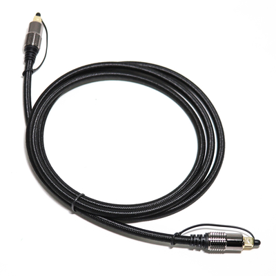 Cabo de áudio óptico TOSLINK OD5.0 Blakc Knite Rope banhado a liga Shell interface de ouro 0,8 m 1,2 m para barra de som de home theater