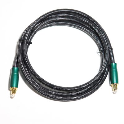 Tomada de fábrica cabo de áudio óptico digital verde oliva concha de metal com rede tecida 0,8 m 1,2 m
