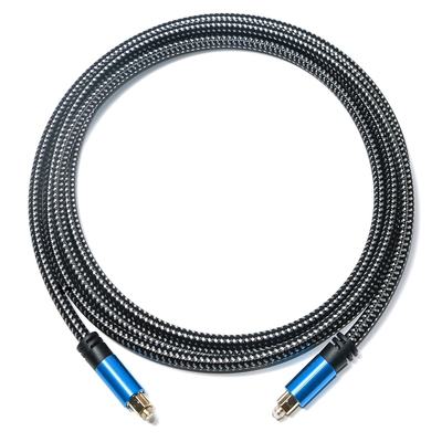 Cabo de áudio Toslink Cabo de fibra óptica digital azul Toslink Cabo de liga de alumínio Metal Shell Trança de nylon