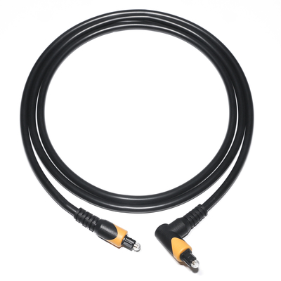Fábrica Outlet Toslink Fibra Óptica Cabos de Áudio Masculino Preto Amarelo PVC 90° Quadrado Toslink Cabos Ópticos Plásticos
