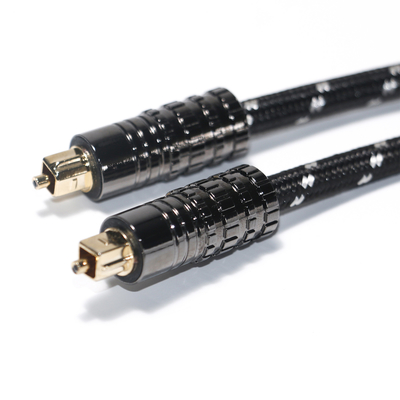 Cabo de áudio óptico digital Toslink OD5.0 Corda de malha revestida com revestimento texturizado preto para amplificador Soundbar 1,5M 3M 5M