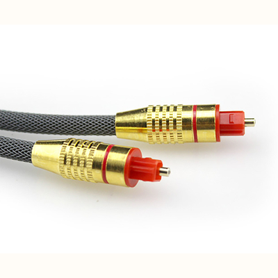 Cabo de fibra óptica digital toslink tecido banhado a ouro porta vermelha 1.2 m 2 m 3 m para barra de som