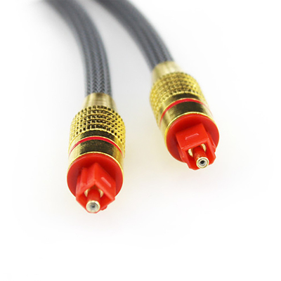 Cabo de fibra óptica digital toslink tecido banhado a ouro porta vermelha 1.2 m 2 m 3 m para barra de som