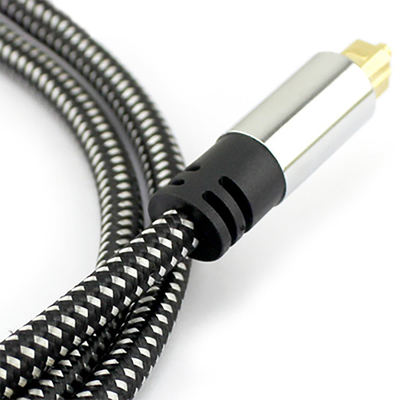 Cabo trançado de áudio óptico digital Toslink OD5.0 revestido de alumínio prateado para amplificador Soundbar 1,5M 3M 5M