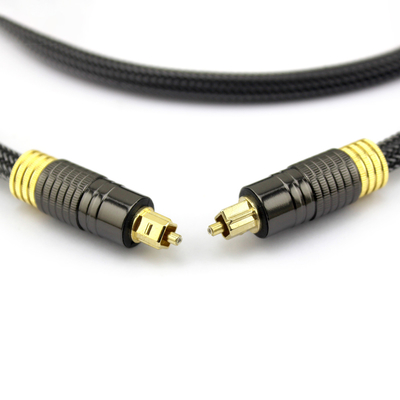 Tomada de fábrica de áudio óptico digital premium Toslink 24K Corda de malha dourada banhada a ouro 1,2 m