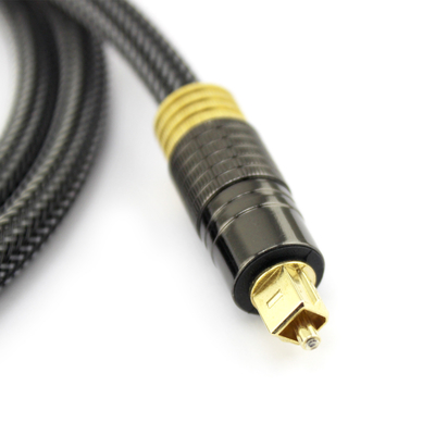 Tomada de fábrica de áudio óptico digital premium Toslink 24K Corda de malha dourada banhada a ouro 1,2 m