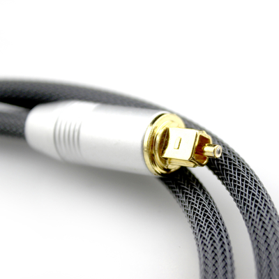 [Tomada de fábrica] Corda de malha de porta de prata dourada folheada a Toslink para alto-falante de alto-falante de alta fidelidade audiófilo 1,2 M 2 M