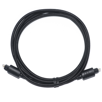 Cabo de áudio digital TOSLINK Corda de malha preta banhada a ouro porta redonda para DVD Player 1M 2M 3M