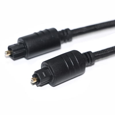 Cabo de áudio digital TOSLINK Corda de malha preta banhada a ouro porta redonda para DVD Player 1M 2M 3M