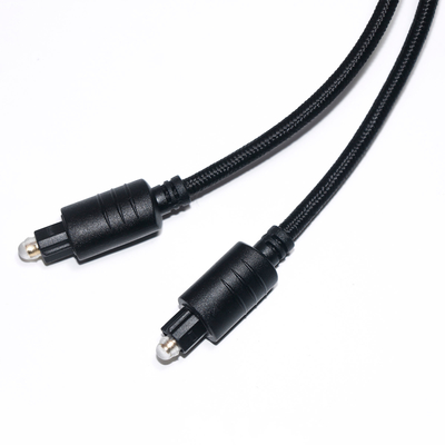Cabo de áudio digital TOSLINK Corda de malha preta banhada a ouro porta redonda para DVD Player 1M 2M 3M