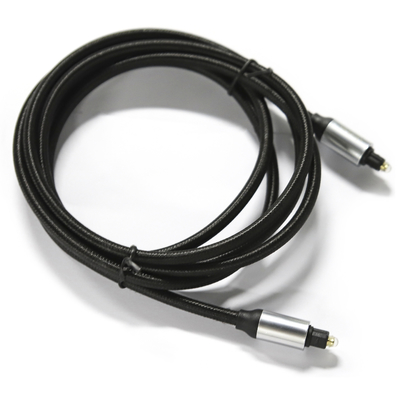 Cabo de fibra óptica digital Toslink OD4.0 cabo trançado com revestimento de metal revestido de plástico conector redondo para barra de som CD player