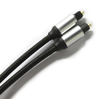 Cabo de fibra óptica digital Toslink OD4.0 cabo trançado com revestimento de metal revestido de plástico conector redondo para barra de som CD player
