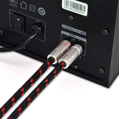 Cabo de áudio digital ROHS RCA SPDIF 3,5 mm banhado a ouro com textura malha malha 5.1
