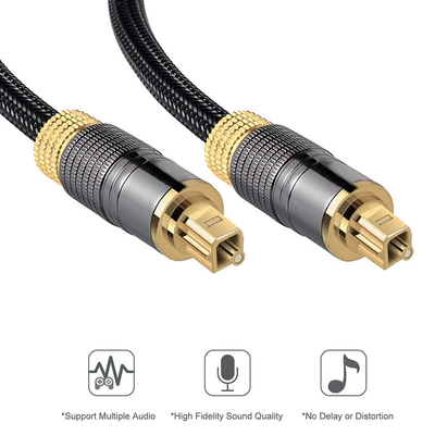 24K Revestido de Ouro Toslink Cable 1m 2m 3m 5m 7.5m 10m Digital Audio Fiber Optical Cable Toslink macho para macho cabo óptico