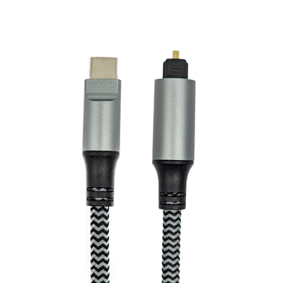 Cabo de áudio óptico TOSLINK com conector masculino tipo-C para barra de som e alto-falante