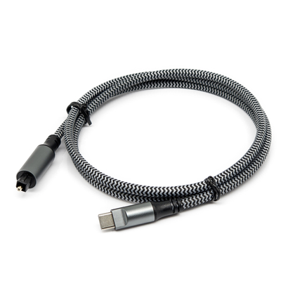 Cabo de áudio óptico TOSLINK com conector masculino tipo-C para barra de som e alto-falante