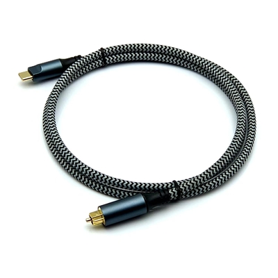 Cabo de áudio digital Toslink com conectores masculinos e dourados de tipo C para som claro